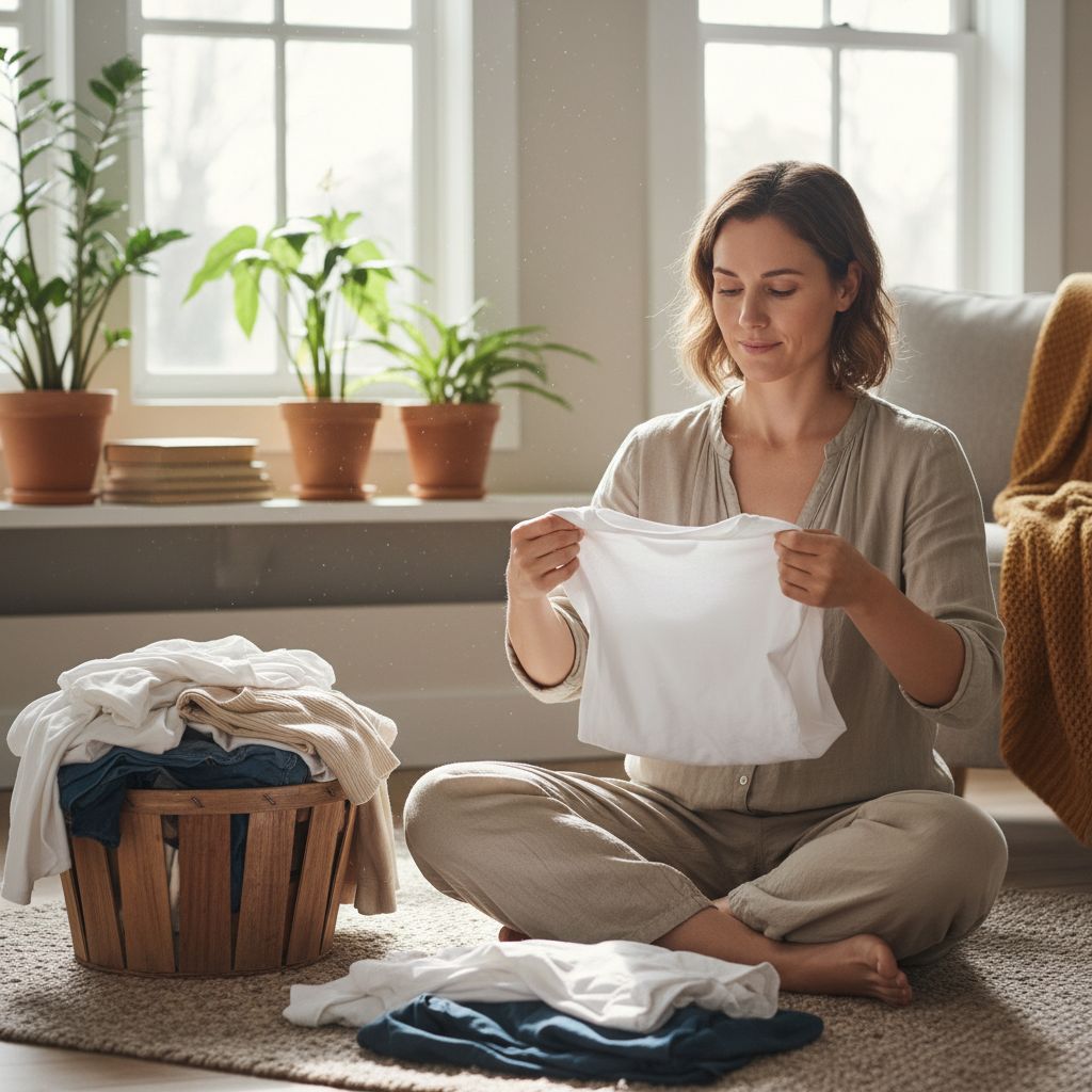 Hands folding laundry